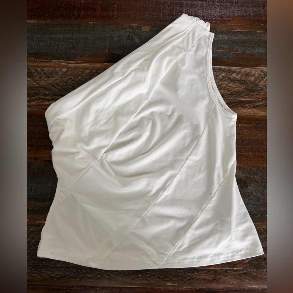 SHEIN Women’s L White One Shoulder Asymmetrical‎ Sleeveless Top | SKU 0297